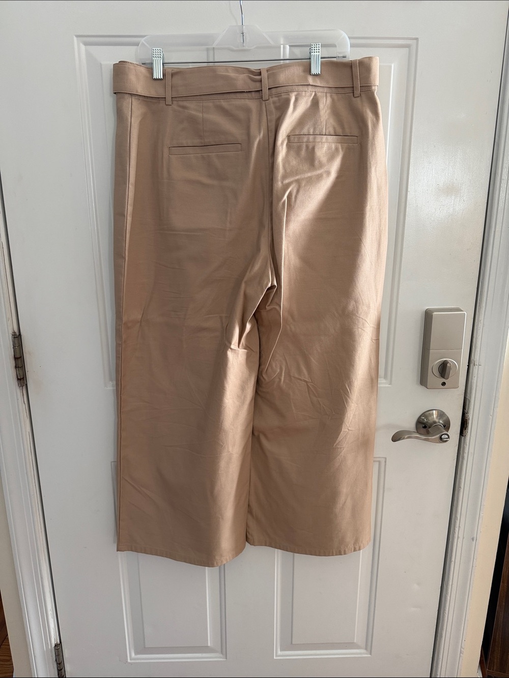 LOFT Tan High-Rise Wide Leg Ankle/Crop Pants with Belt - Picture 10 of 12